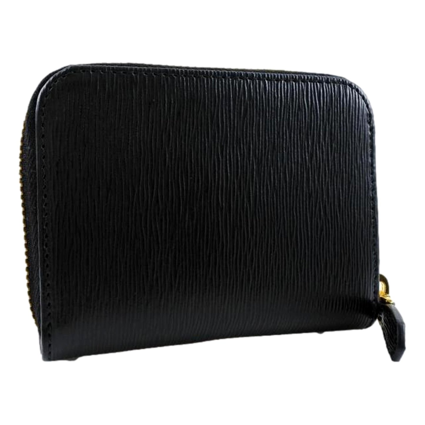 Luxury PradaBlack Vitello Leather Gold Zip Coin Purse Wallet