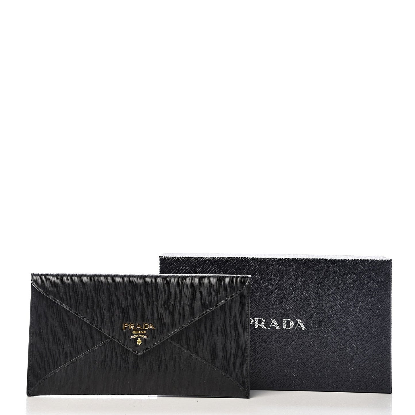 Luxury PradaBlack Vitello Move Leather Long Envelope Wallet