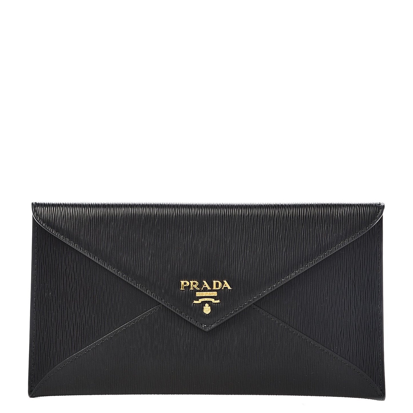 Luxury PradaBlack Vitello Move Leather Long Envelope Wallet