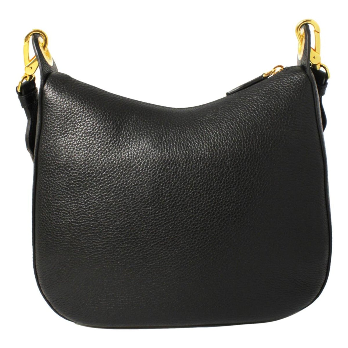 Luxury PradaBlack Vitello Phenix Leather Web Stripe Strap Crossbody