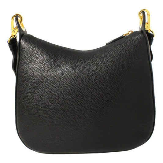 Luxury PradaBlack Vitello Phenix Leather Web Stripe Strap Crossbody