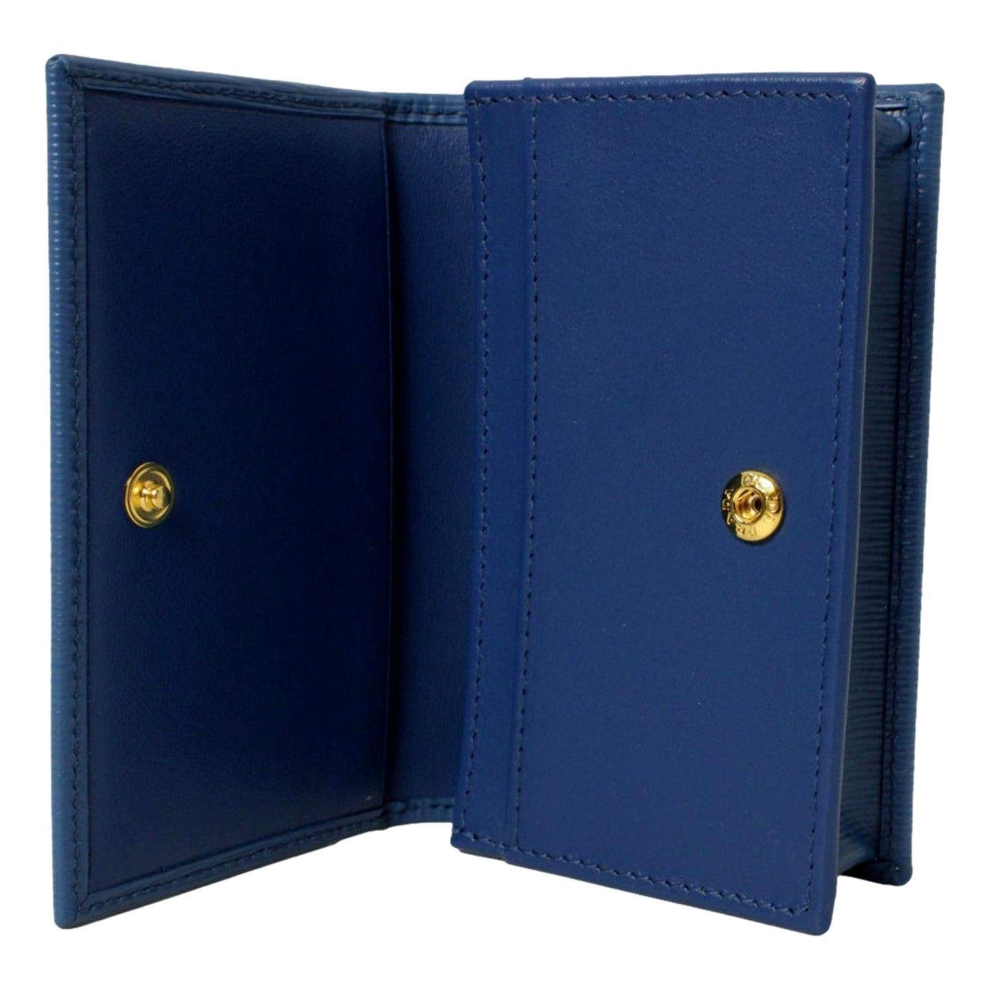 Luxury PradaBlue Vitello Move Leather Triangle Logo Card Case Wallet