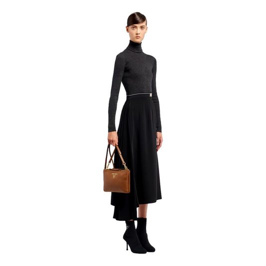 Luxury PradaVitello Phenix Cannella Brown Leather Crossbody Bag