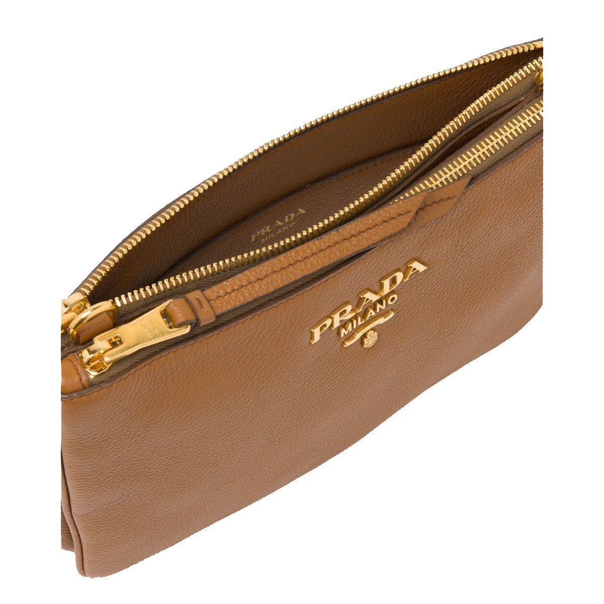 Luxury PradaVitello Phenix Cannella Brown Leather Crossbody Bag
