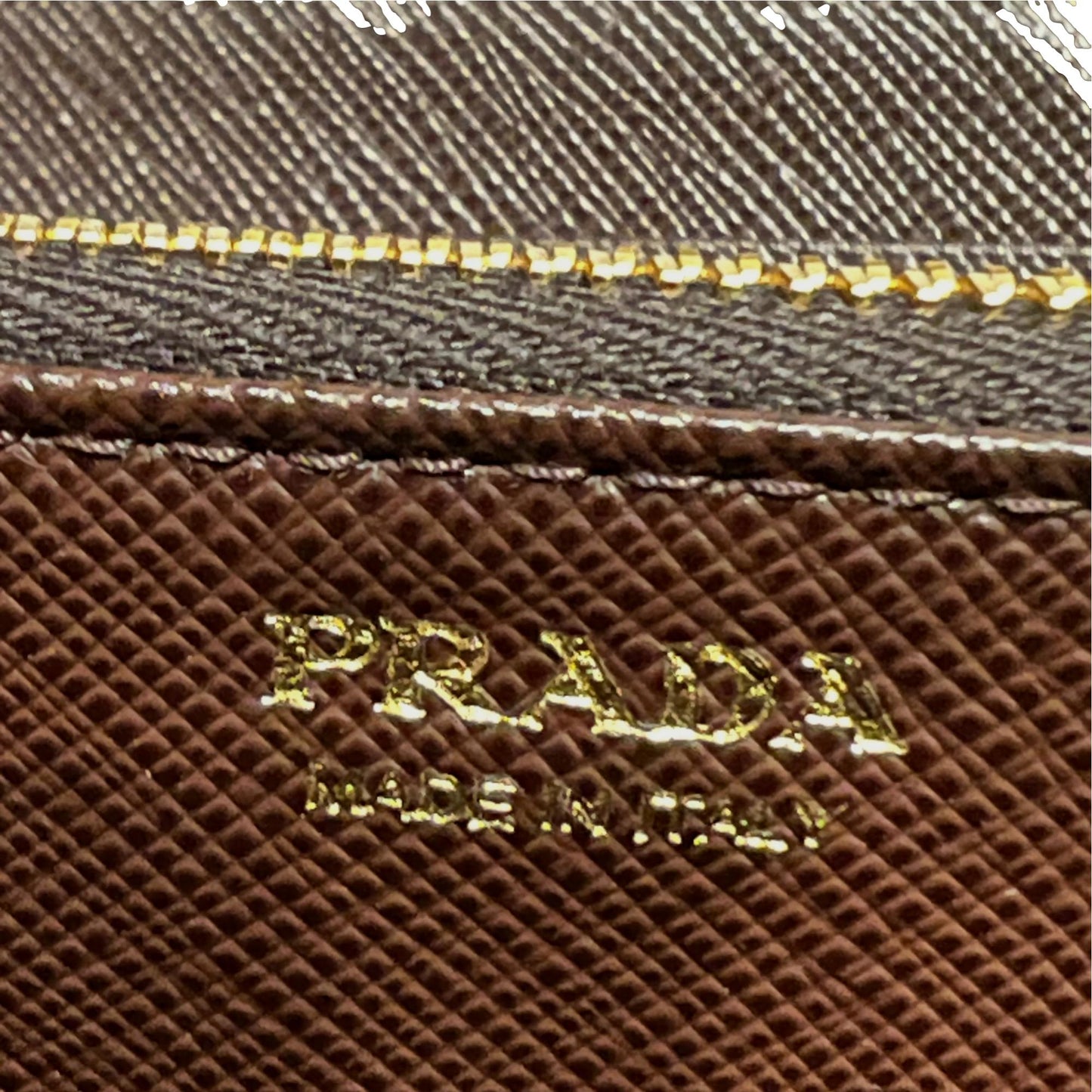 Luxury PradaBruciato Brown Saffiano Leather Zip Around Continental Wallet
