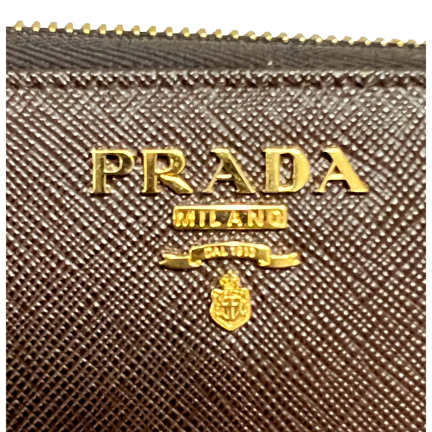 Luxury PradaBruciato Brown Saffiano Leather Zip Around Continental Wallet