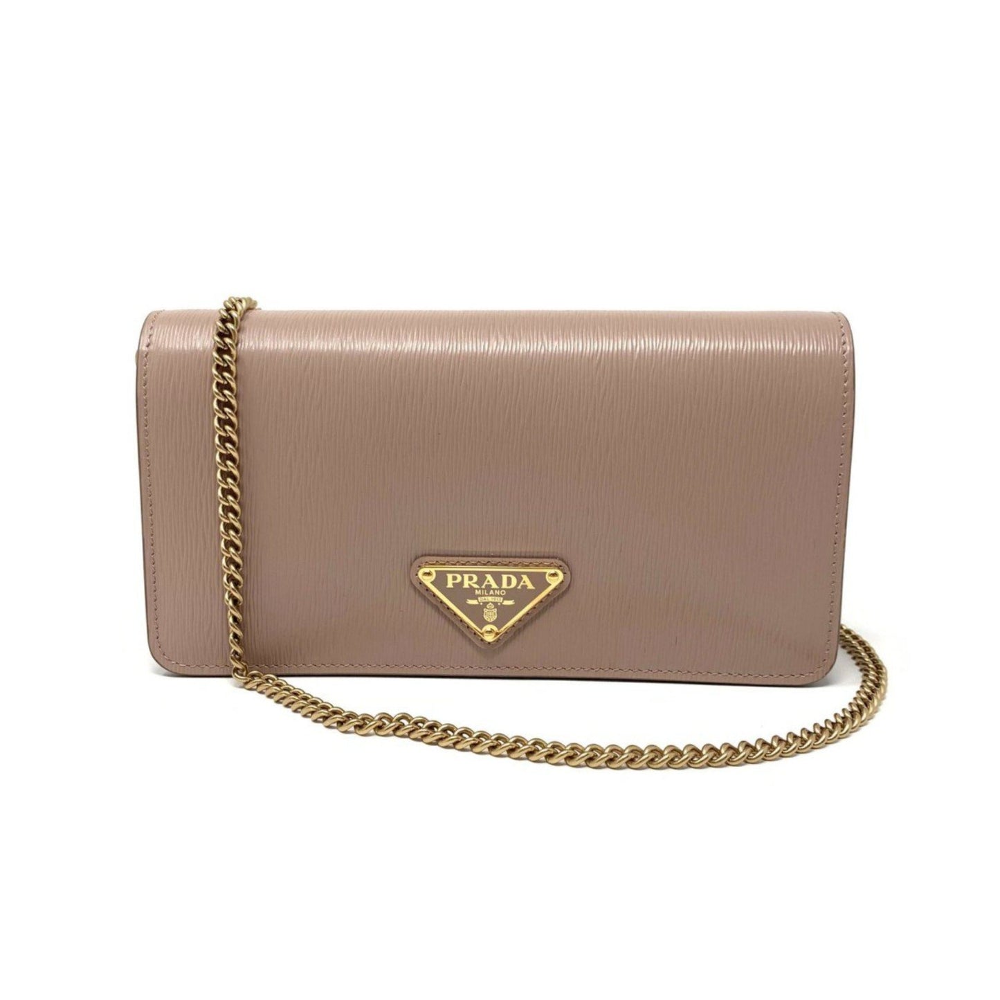 Luxury PradaCipria Beige Vitello Move Leather Chain Wallet Crossbody Bag