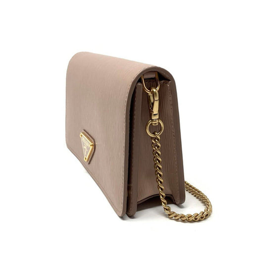 Luxury PradaCipria Beige Vitello Move Leather Chain Wallet Crossbody Bag