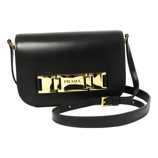 Luxury PradaCity Calf Leather Black Crossbody Flap Bag