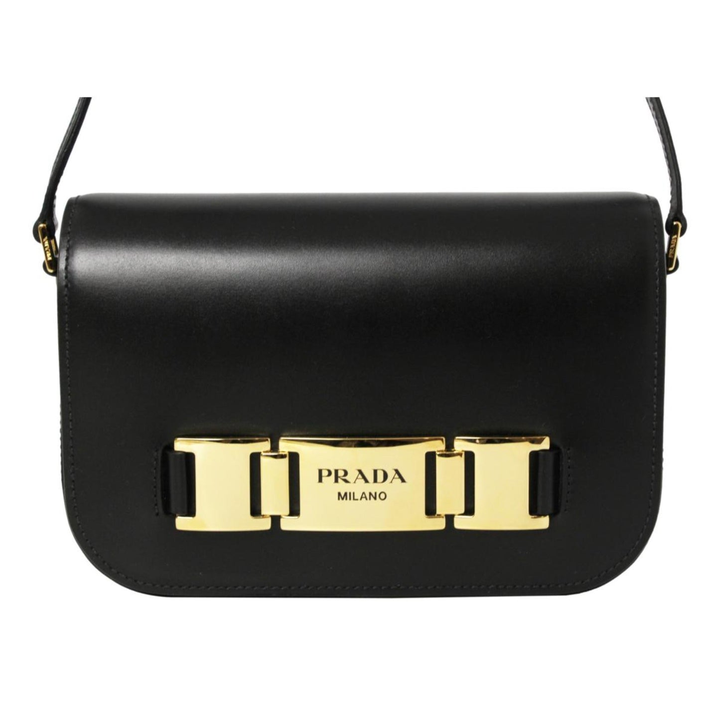 Luxury PradaCity Calf Leather Black Crossbody Flap Bag