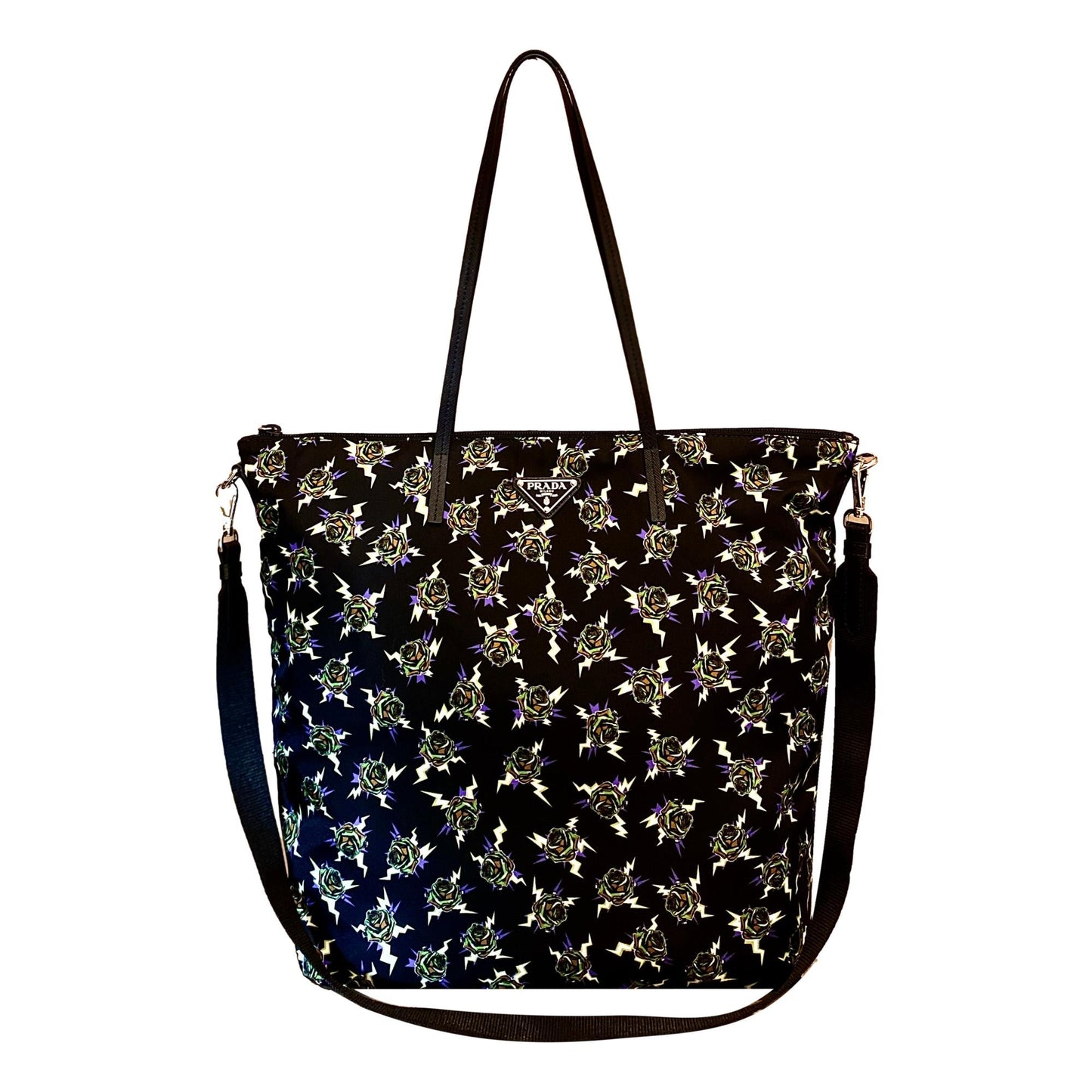 Luxury PradaFrankenstein Black Nylon Convertible Shopping Tote