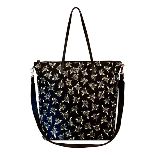 Luxury PradaFrankenstein Black Nylon Convertible Shopping Tote