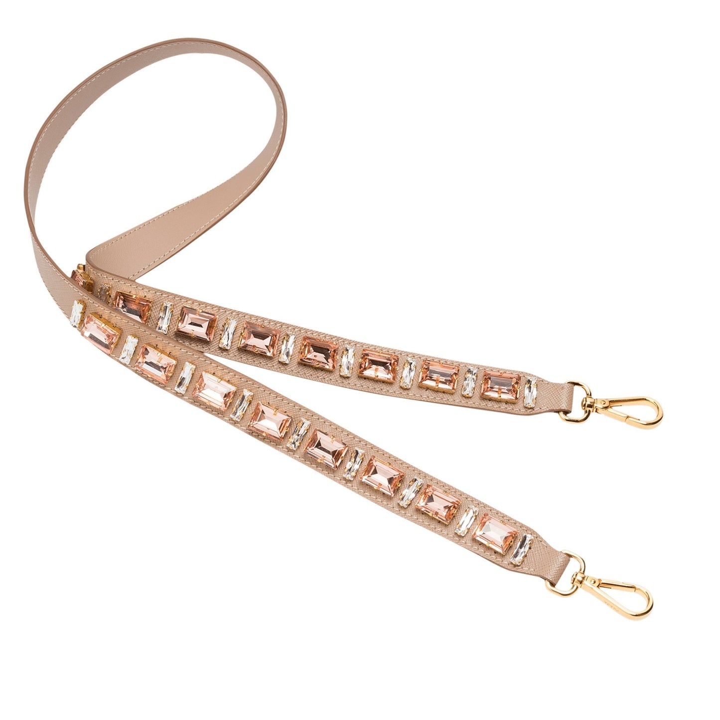 Luxury PradaLeather Saffiano Crystal Women's Blush Pink Strap