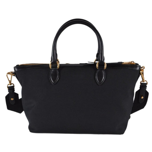 Luxury PradaLogo Jacquard Black Canvas Satchel Crossbody