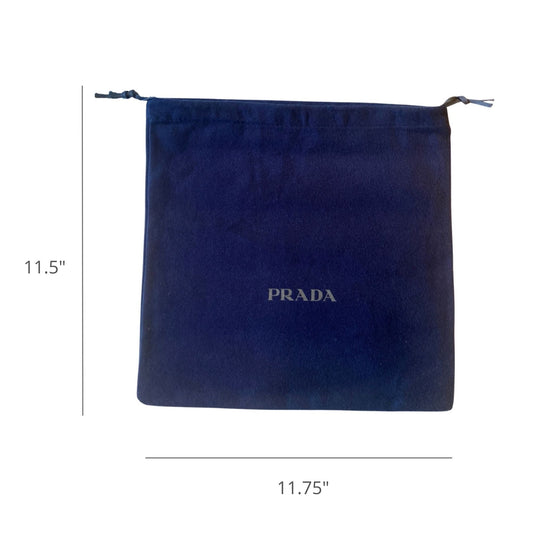 Luxury PradaDust Bag Cover Drawstring Navy Blue Logo Velour Fabric Medium
