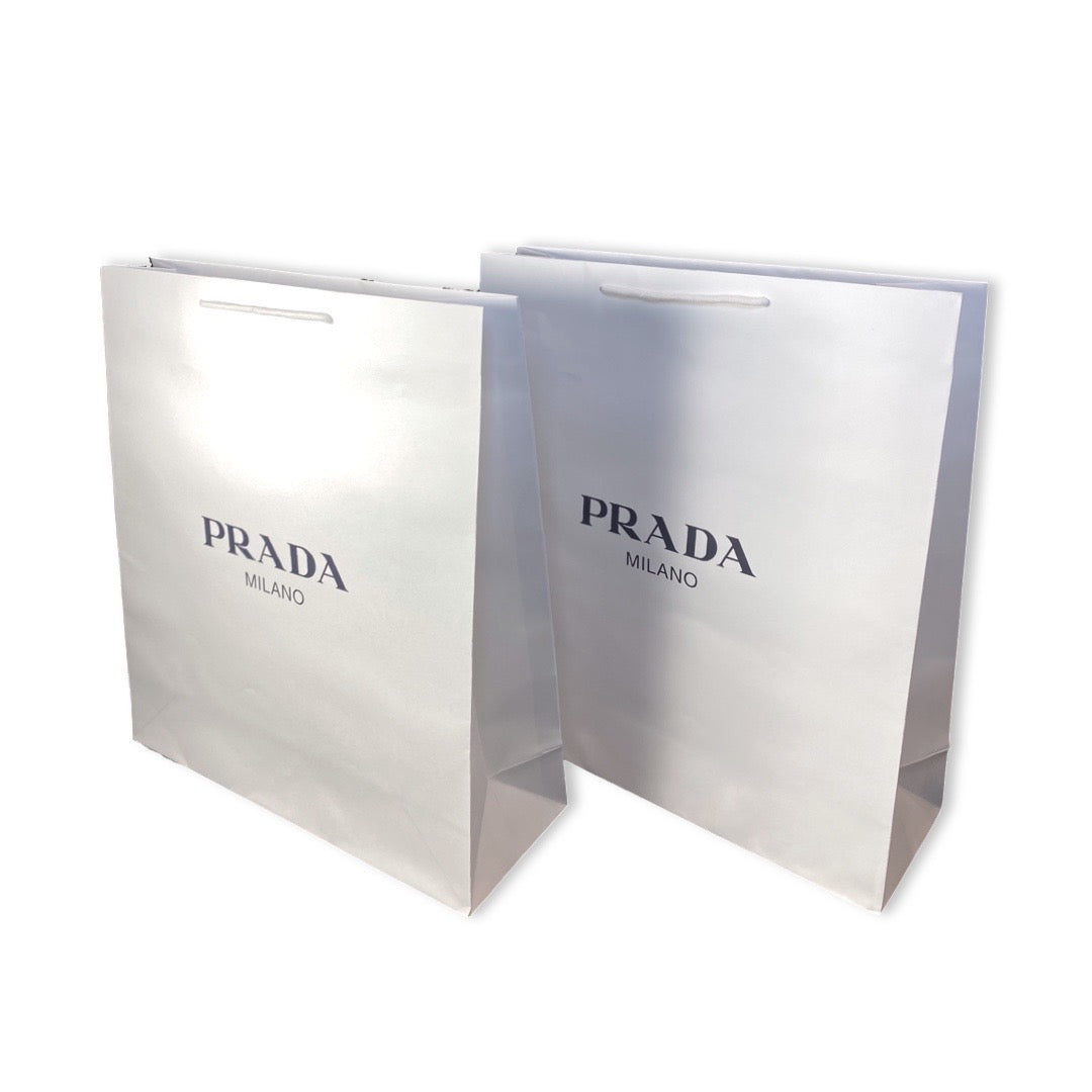 Luxury PradaLogo White Paper Designer Shopping Gift Bag Large Set of 2