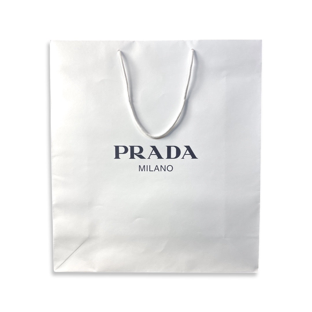 Luxury PradaLogo White Paper Designer Shopping Gift Bag Large Set of 2