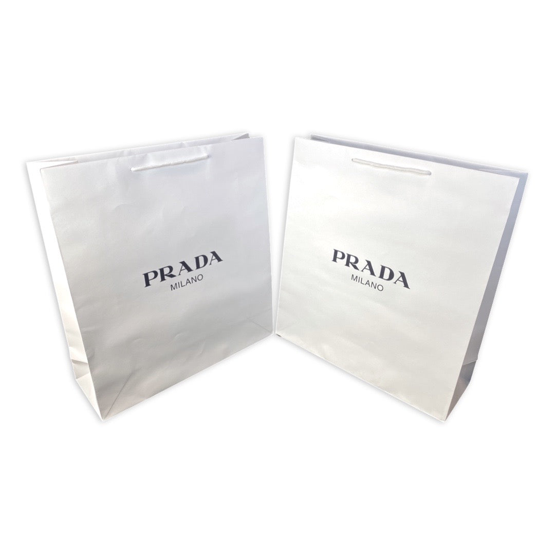 Luxury PradaLogo White Paper Designer Shopping Gift Bag Large Set of 2