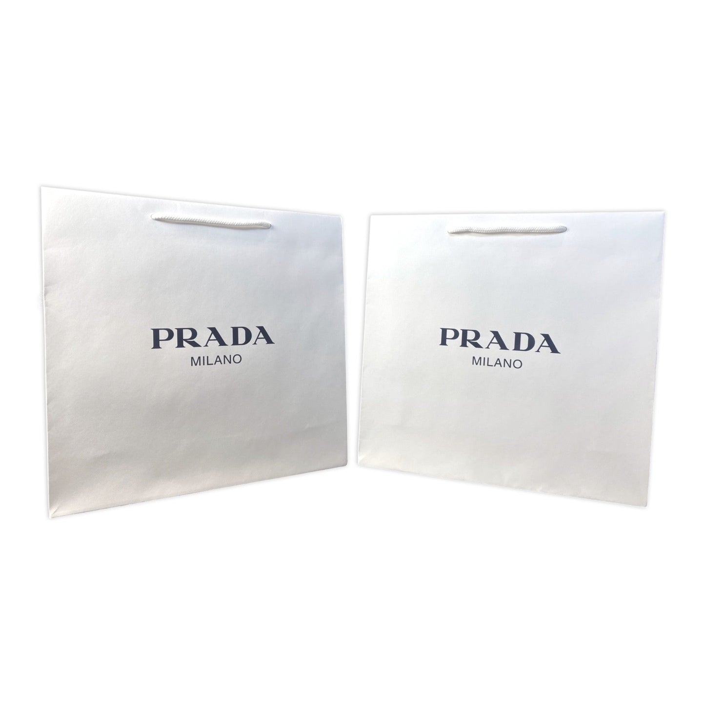 Luxury PradaLogo White Paper Designer Shopping Gift Bag Medium Set of 2