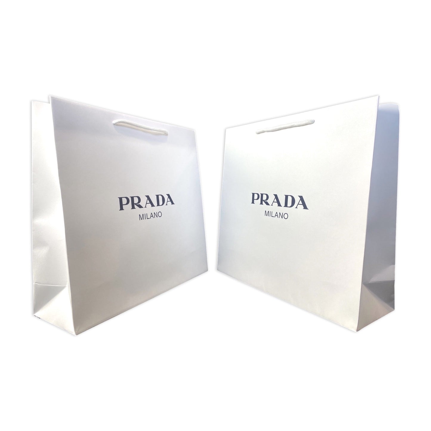 Luxury PradaLogo White Paper Designer Shopping Gift Bag Medium Set of 2