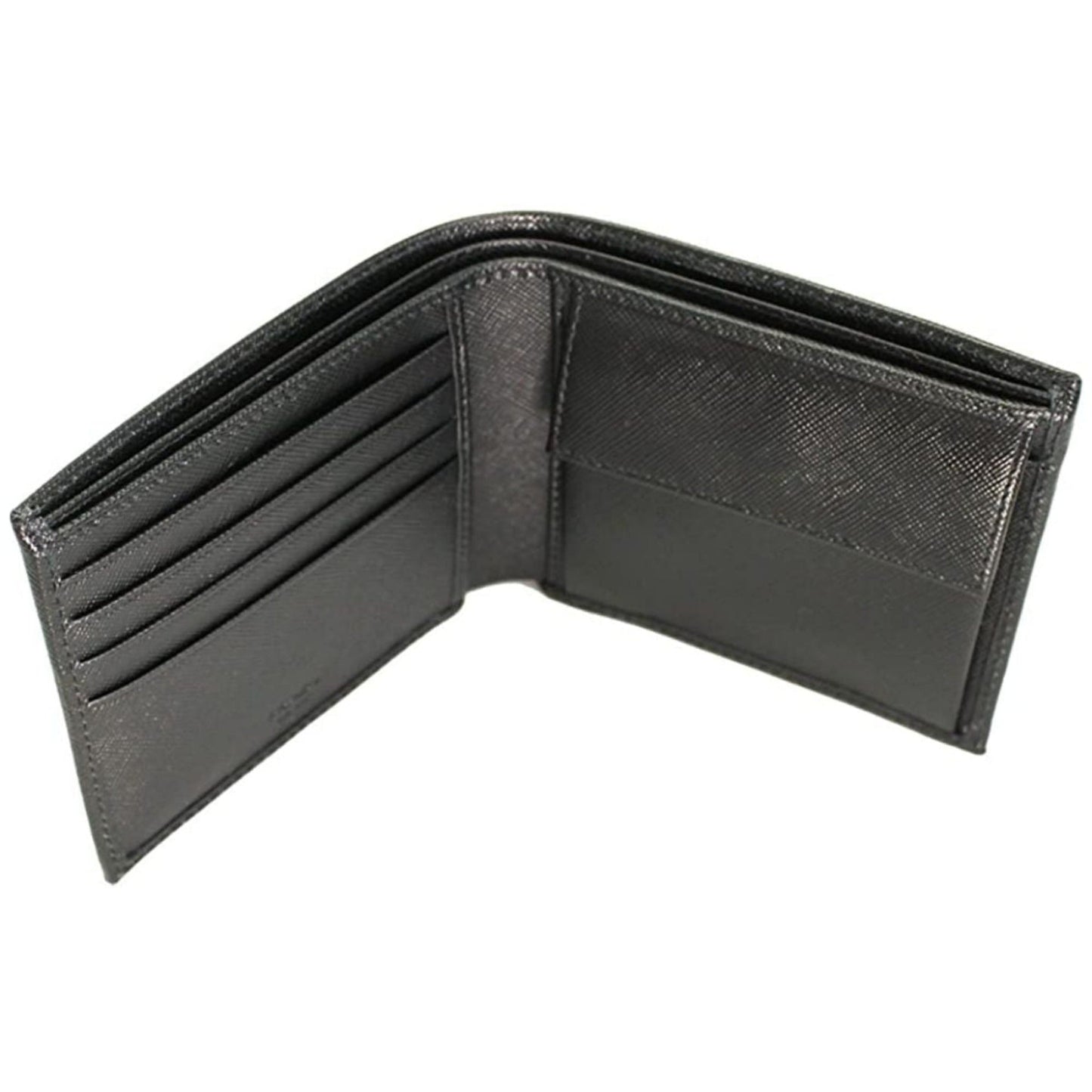 Luxury PradaMen's Black Saffiano Leather Logo Billfold Bifold Wallet