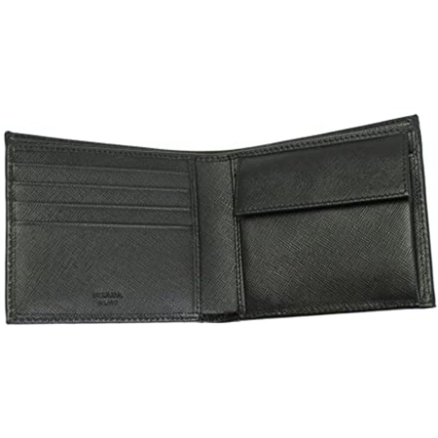 Luxury PradaMen's Black Saffiano Leather Logo Billfold Bifold Wallet