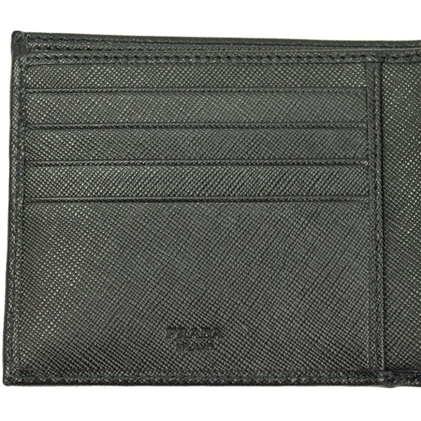 Luxury PradaMen's Black Saffiano Leather Logo Billfold Bifold Wallet