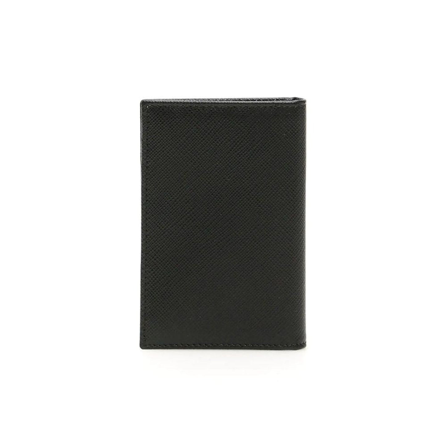 Luxury PradaMens Saffiano Leather Vertical Card Black Holder