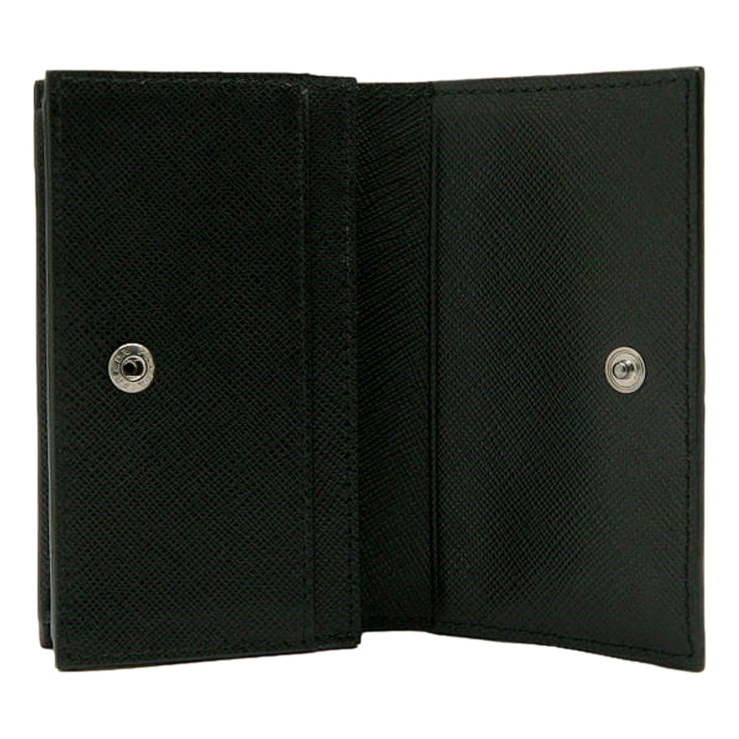 Luxury PradaMens Saffiano Flap Card Holder Wallet Black