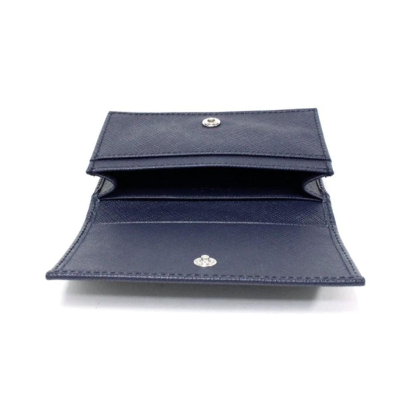 Luxury PradaMens Saffiano Flap Card Holder Wallet Baltico Blue