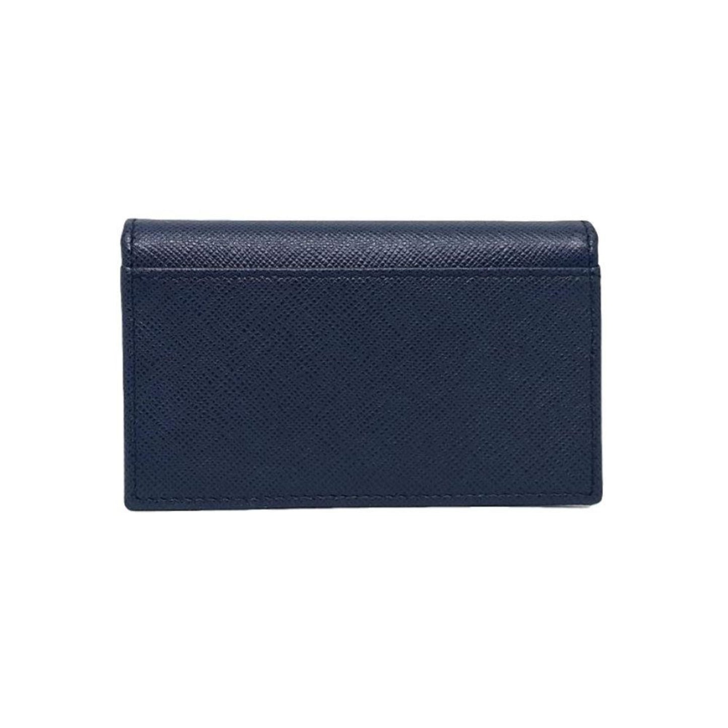 Luxury PradaMens Saffiano Flap Card Holder Wallet Baltico Blue