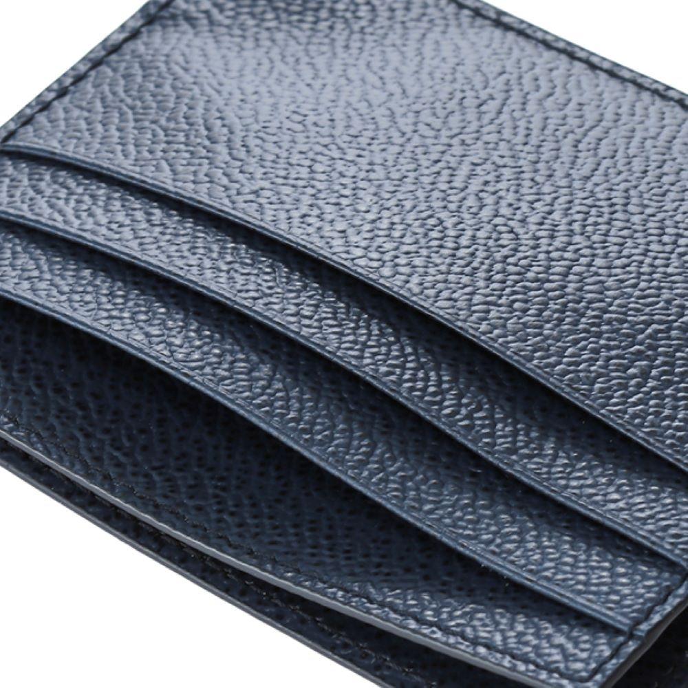 Luxury PradaVitello Micro Grain Navy Triangle Logo Cardholder Wallet