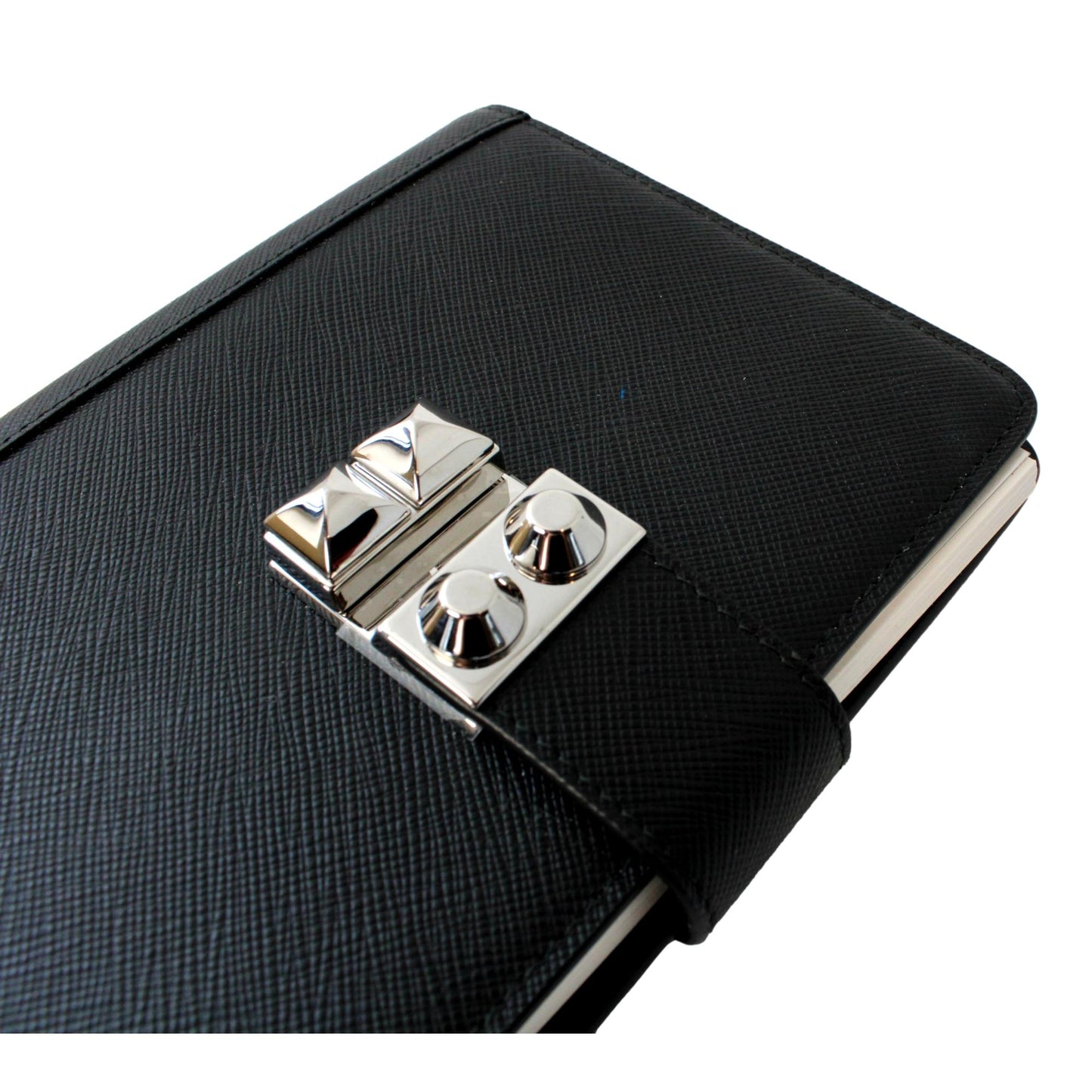 Luxury PradaNero Black Saffiano Lock Journal