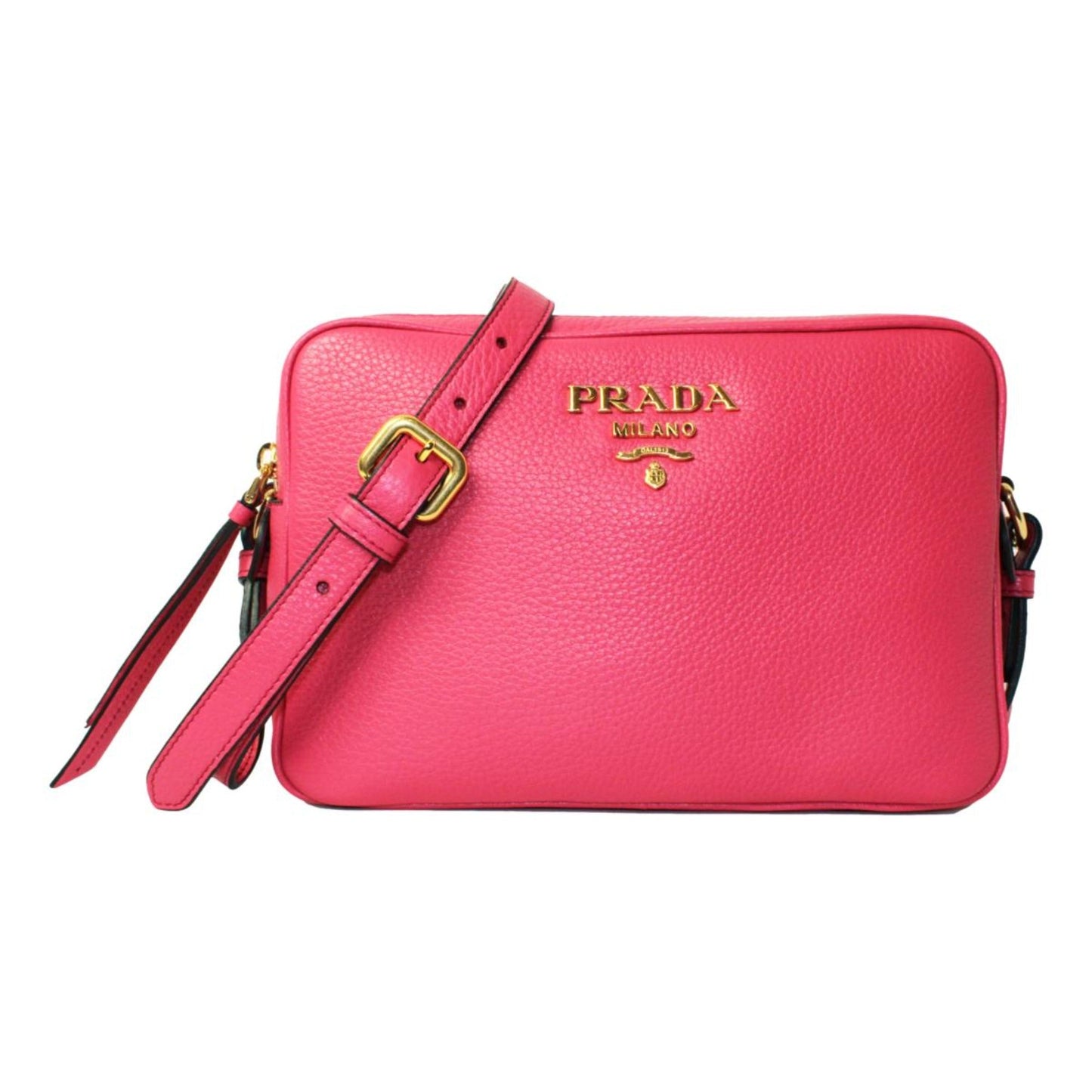 Luxury PradaPeonia Pink Vitello Phenix Leather Double Zip Crossbody