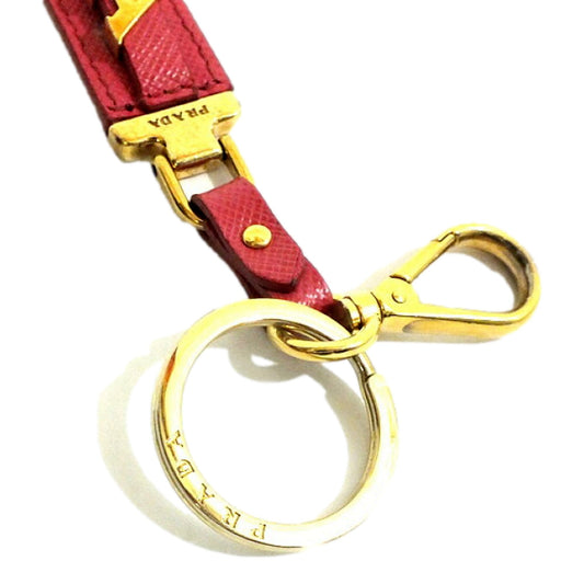 Luxury PradaPeony Saffiano Keychain Logo Lettering