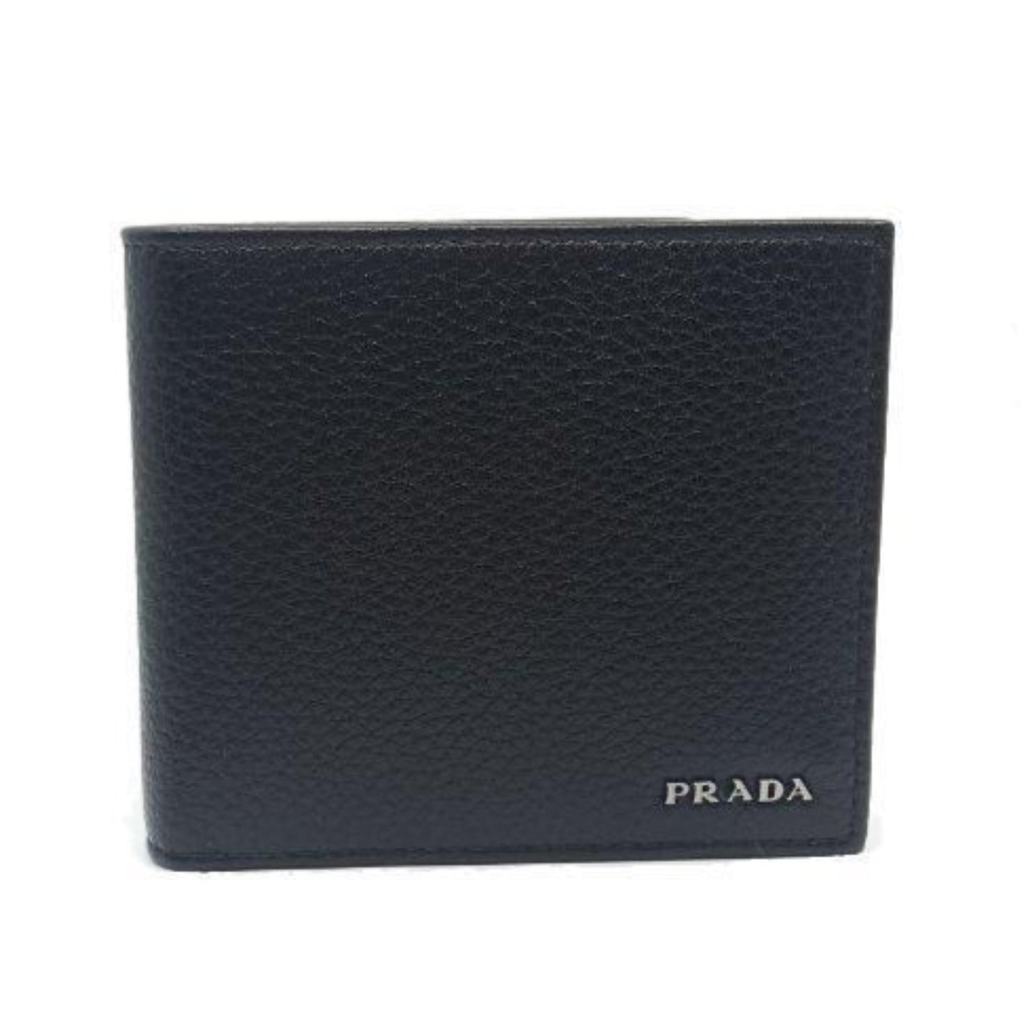 Luxury PradaPortaf. Orizzontale Nero Black Vitello Grain Leather Wallet