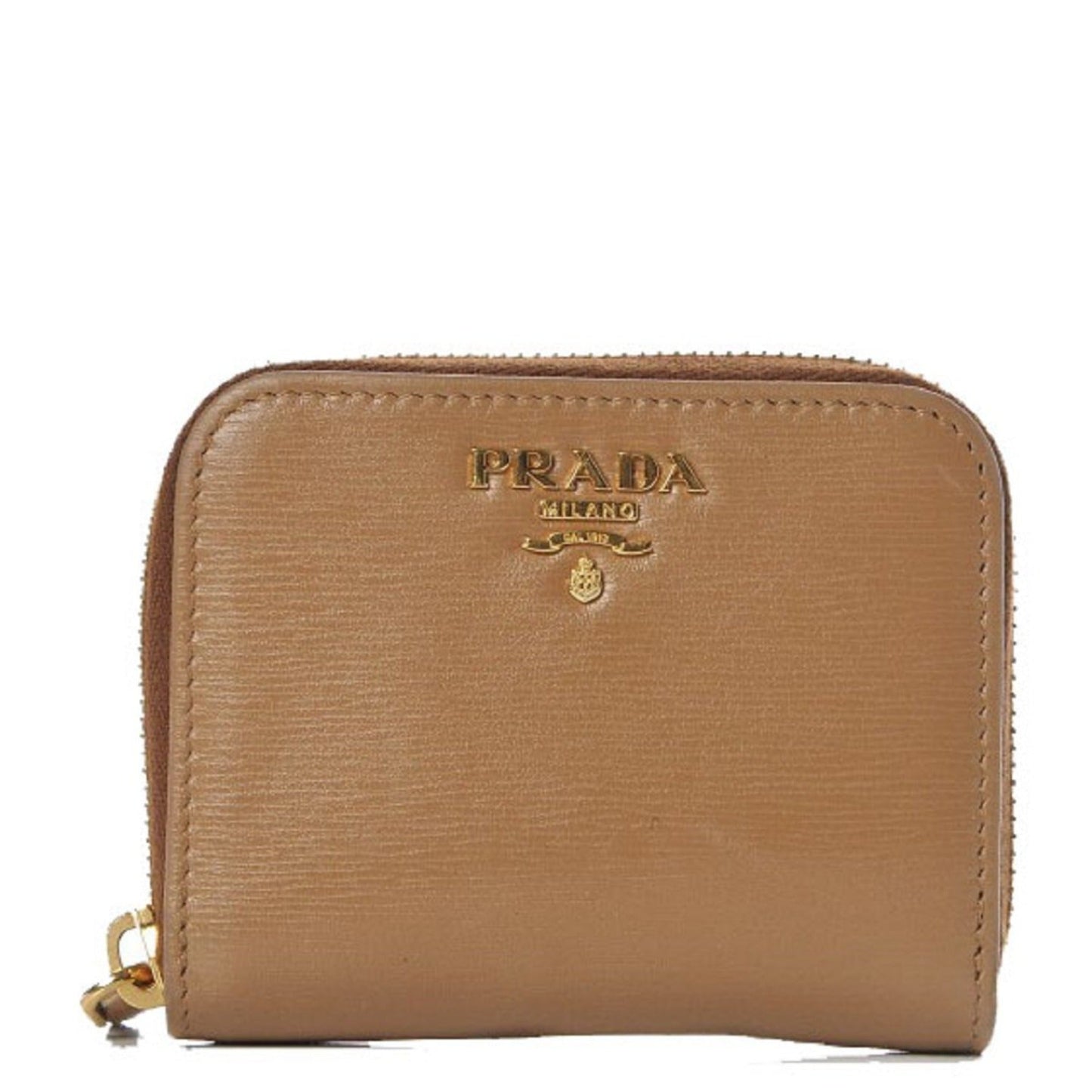 Luxury PradaVitello Move Cipria Beige Leather Zip Around