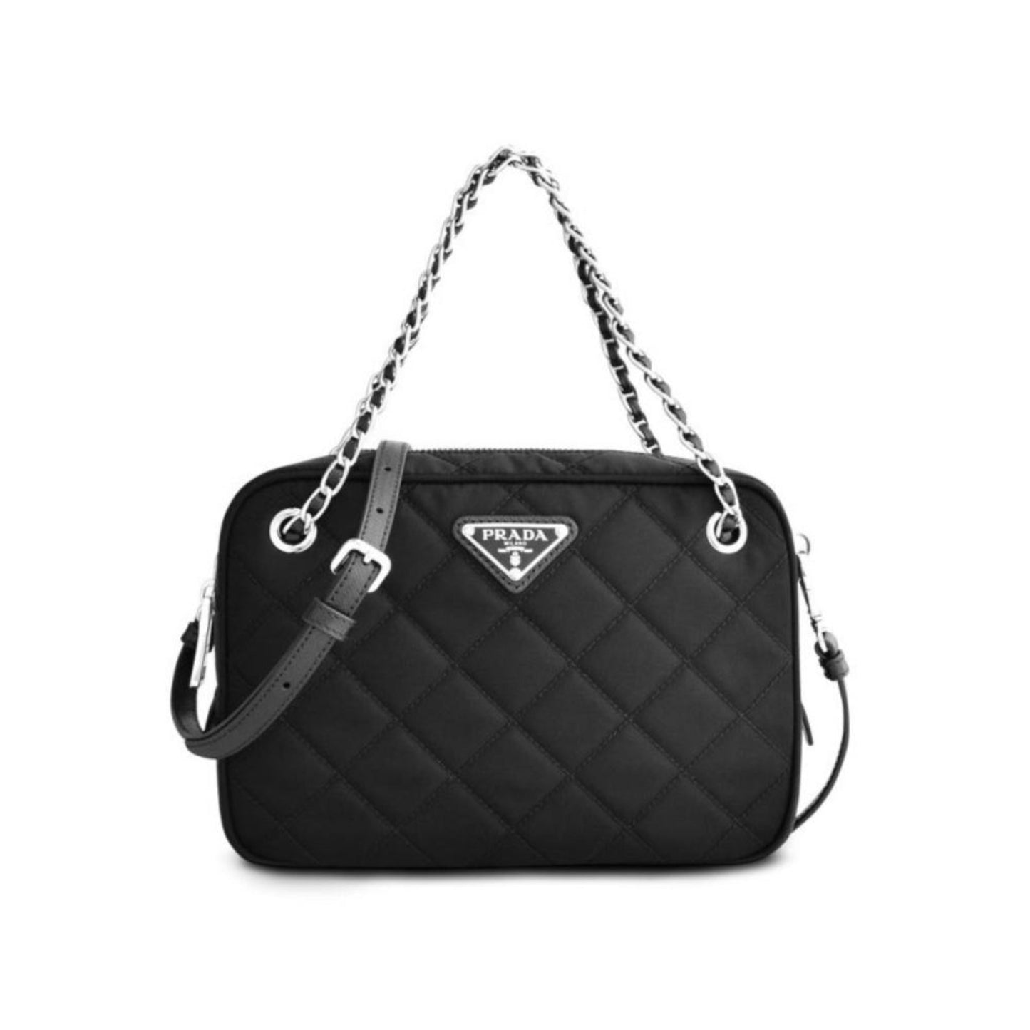 Luxury PradaRe-Edtion Nylon Quilted Black Triangle Logo Crossbody Bag
