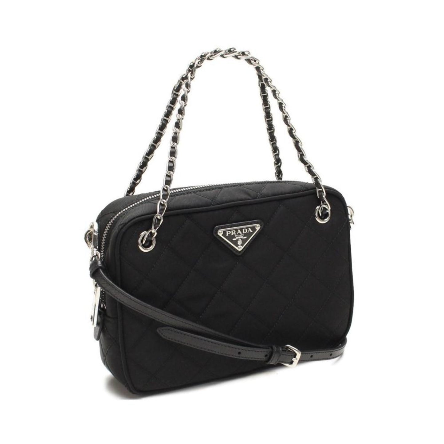 Luxury PradaRe-Edtion Nylon Quilted Black Triangle Logo Crossbody Bag