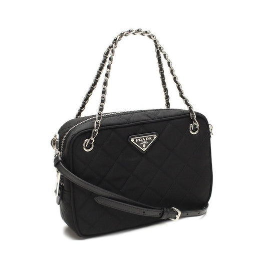 Luxury PradaRe-Edtion Nylon Quilted Black Triangle Logo Crossbody Bag