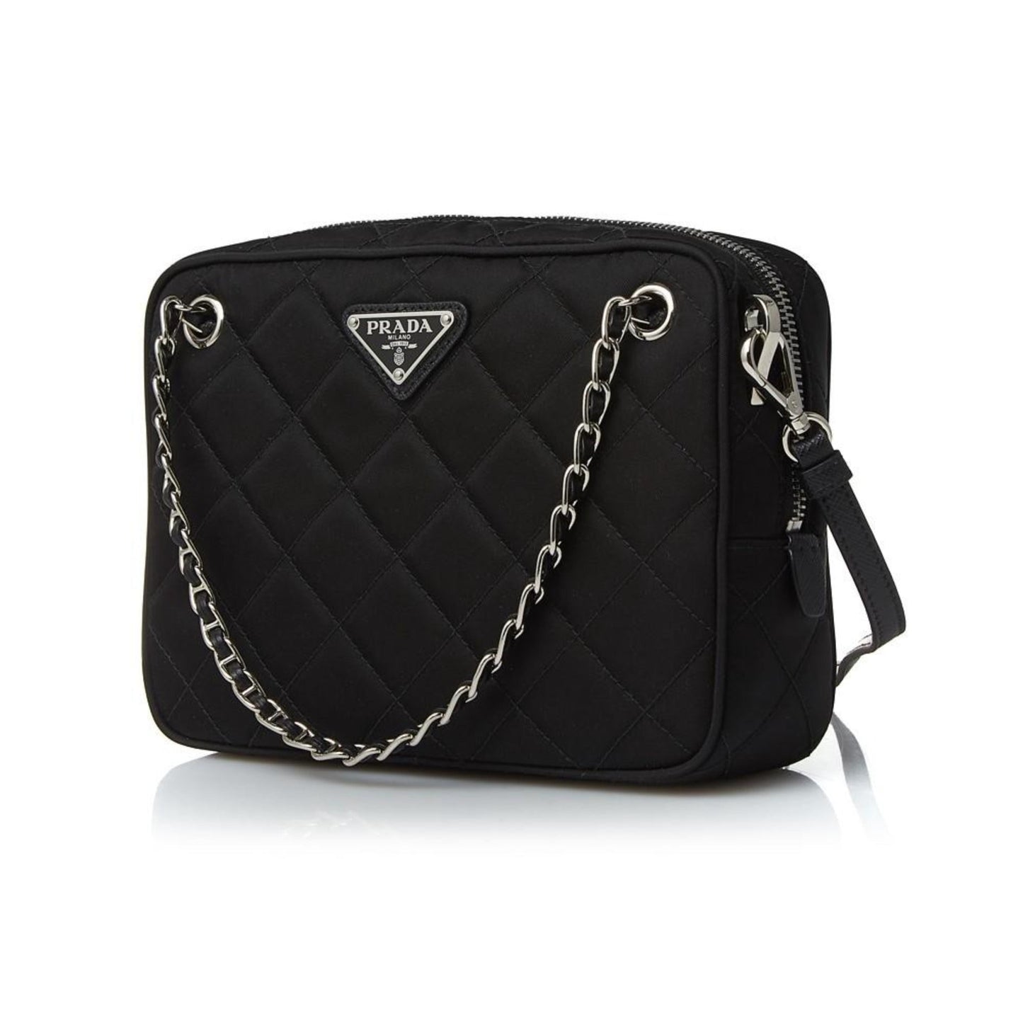 Luxury PradaRe-Edtion Nylon Quilted Black Triangle Logo Crossbody Bag