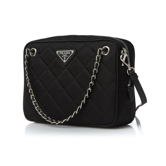 Luxury PradaRe-Edtion Nylon Quilted Black Triangle Logo Crossbody Bag