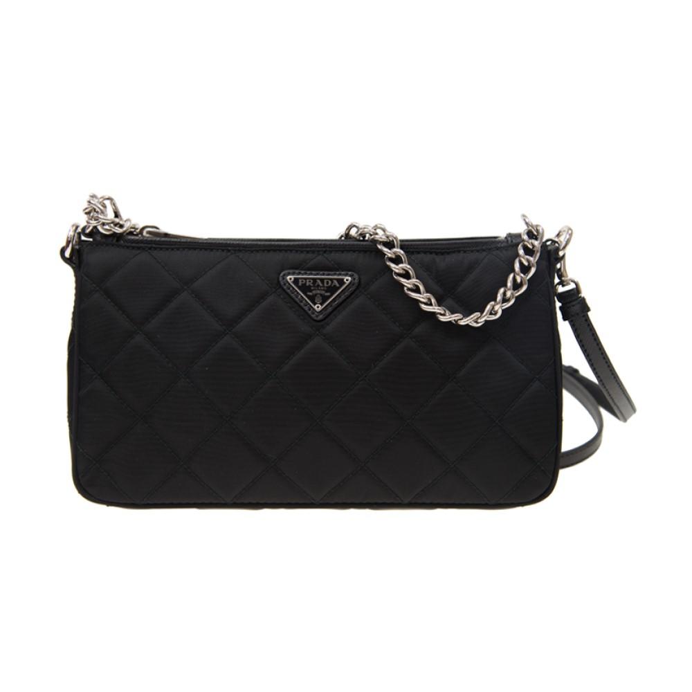 Luxury PradaBlack Tessuto Nylon Quilted Chain Crossbody Bag