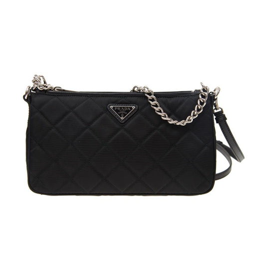 Luxury PradaBlack Tessuto Nylon Quilted Chain Crossbody Bag