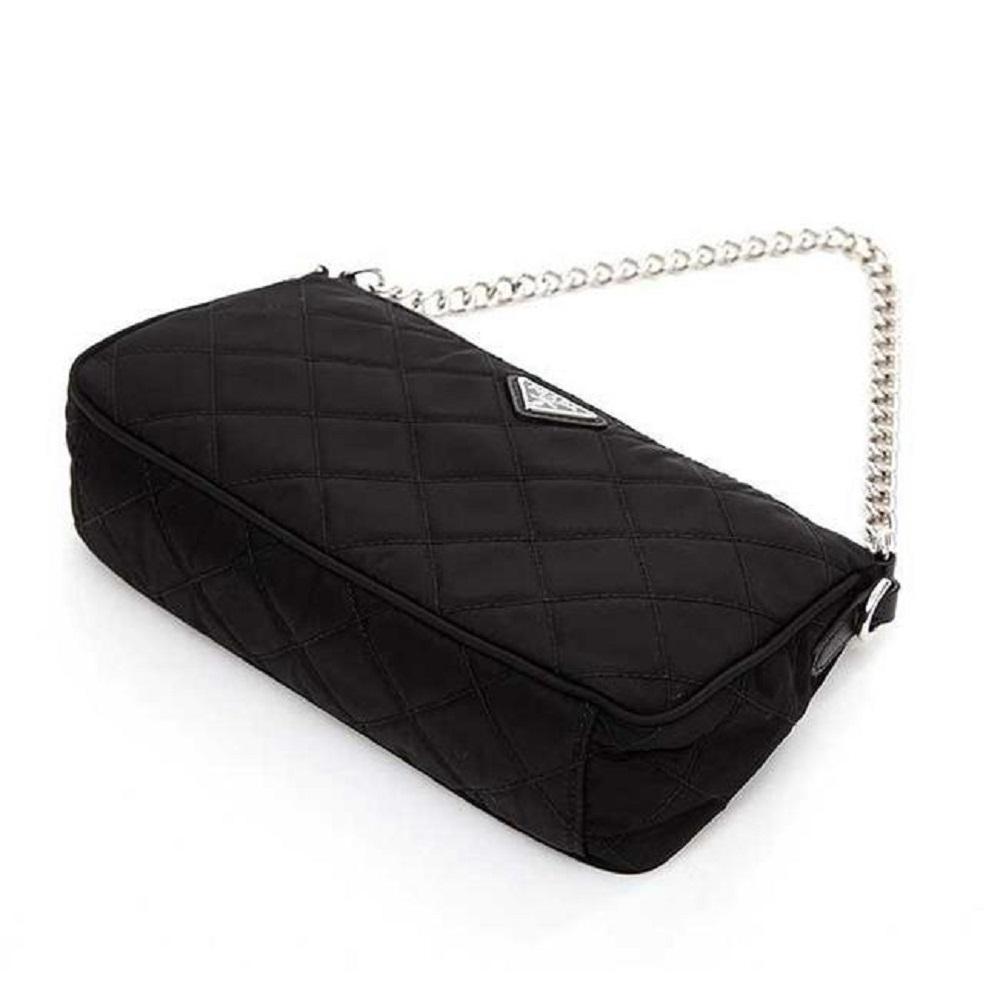 Luxury PradaBlack Tessuto Nylon Quilted Chain Crossbody Bag