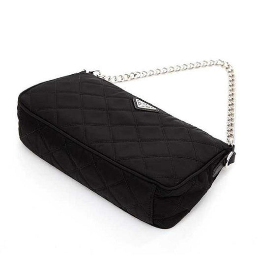 Luxury PradaBlack Tessuto Nylon Quilted Chain Crossbody Bag