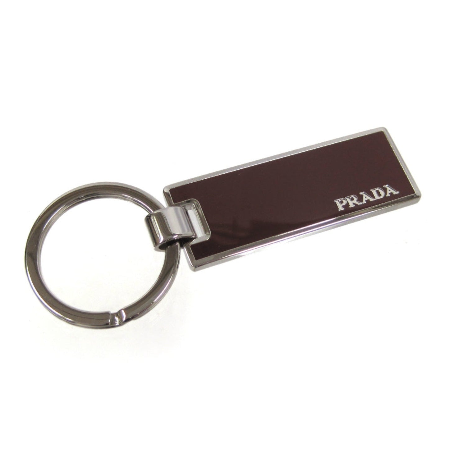 Luxury PradaRubino Red Enamel Silver Metal Keyring Keychain