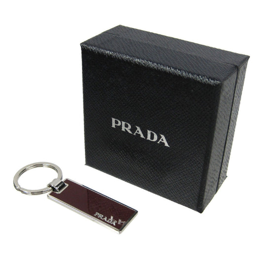 Luxury PradaRubino Red Enamel Silver Metal Keyring Keychain