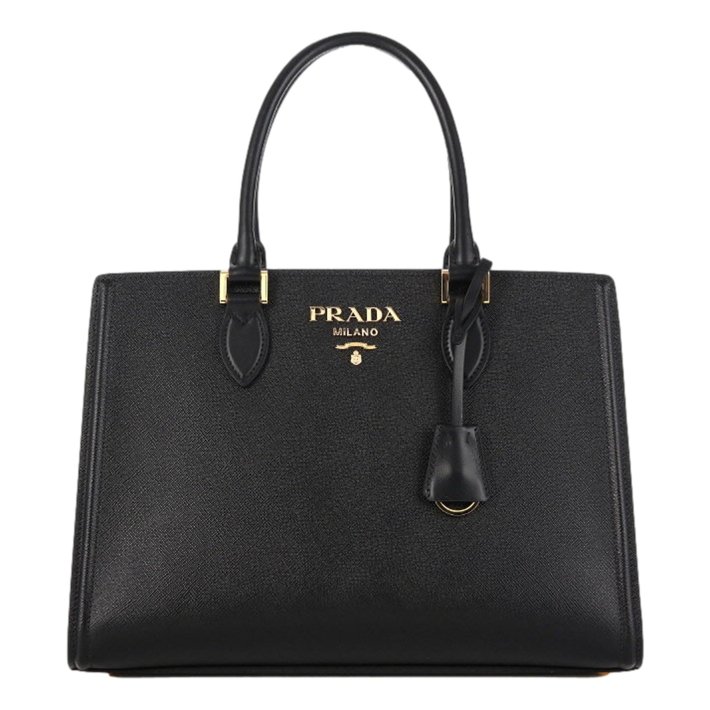 Luxury PradaSaffiano Lux Black Leather Large Crossbody Satchel Bag