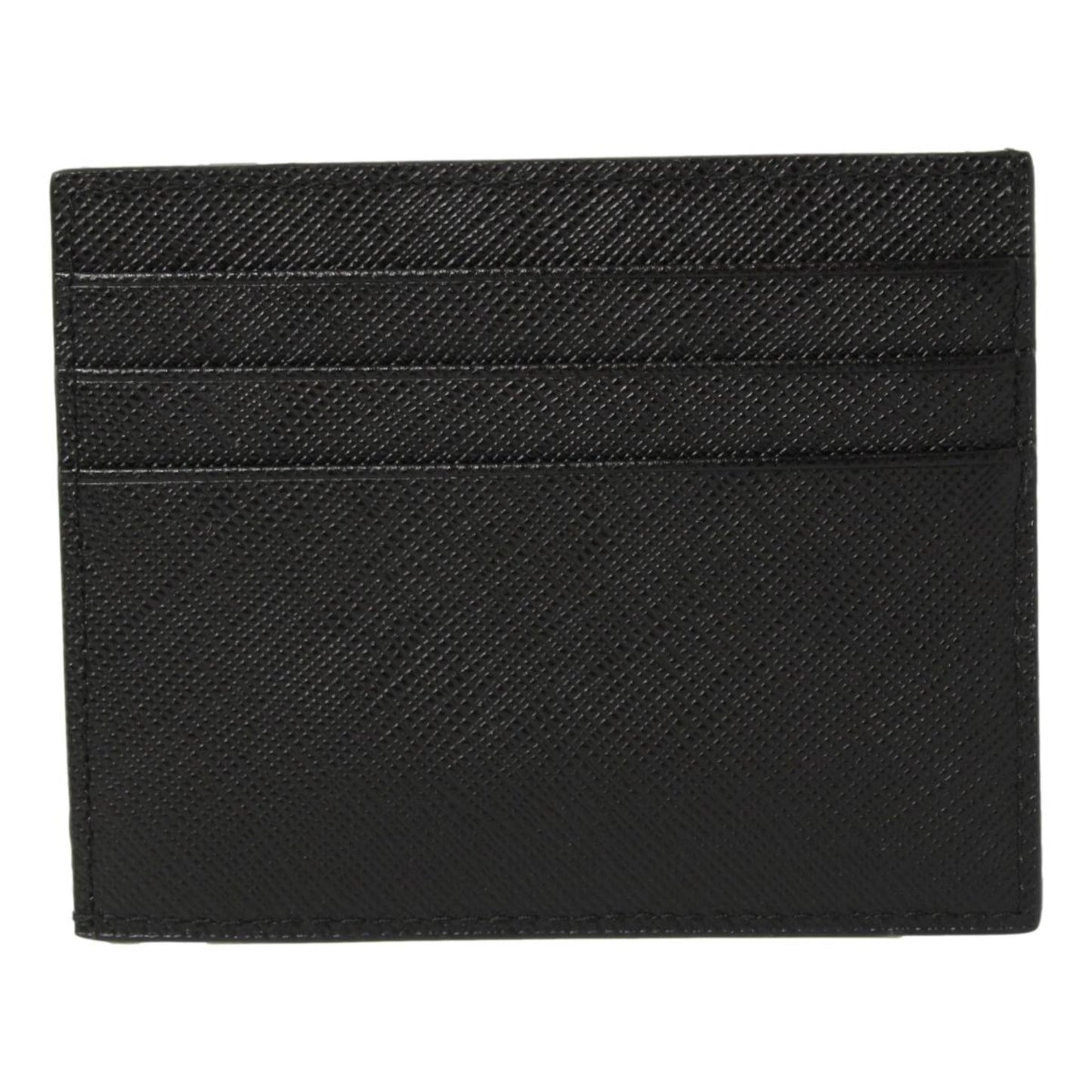 Luxury PradaSaffiano Mens Baltico Blue Credit Card Wallet Silver Logo